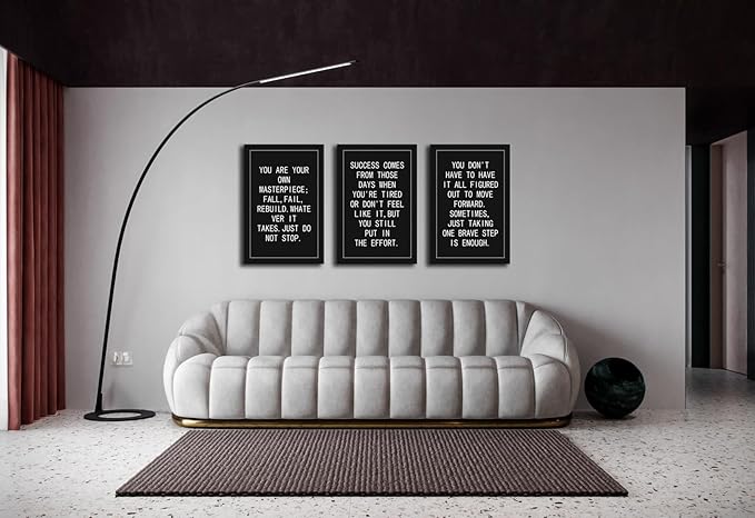 3 Panels Motivational Canvas Wall Art Inspirational Entrepreneur Quotes Just Taking One Brave Step Is Enough Poster Print Artwork Painting Picture Home Wall Decor Office Framed [72''Wx 36''H]