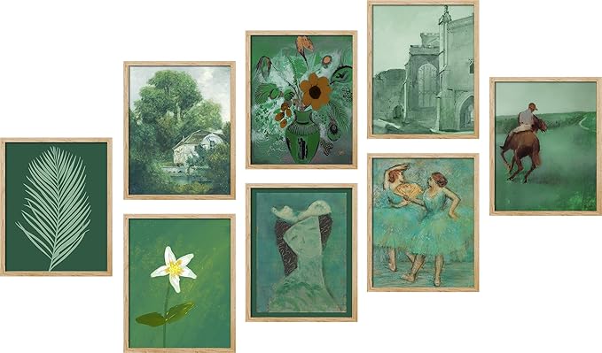 SIGNWIN Framed Poster Bathroom Decor 11"x14"x 8 Natural, Wall Art Room Decor Multicolor for Living Room, Bedroom, Office Green Jungle Plant Ballet European Landscape Vintage Bohemian