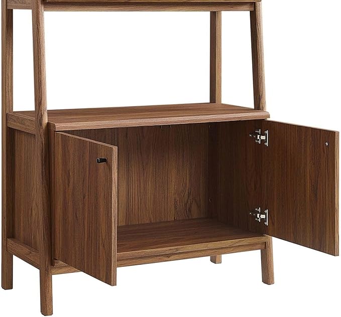 Modway 33" Bookshelf Display Case in Walnut