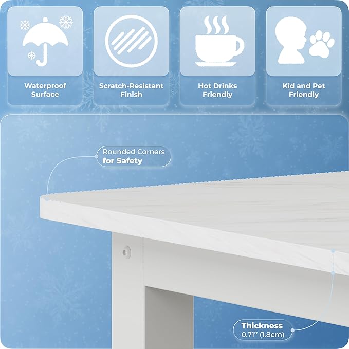 51" Home Office Desk Modern Computer Desk 51.2x23.6x29.5 inches PC Table with Thicken Frame Industrial Style Sturdy Metal Frame Furniture for Writing Gaming Marble White+White