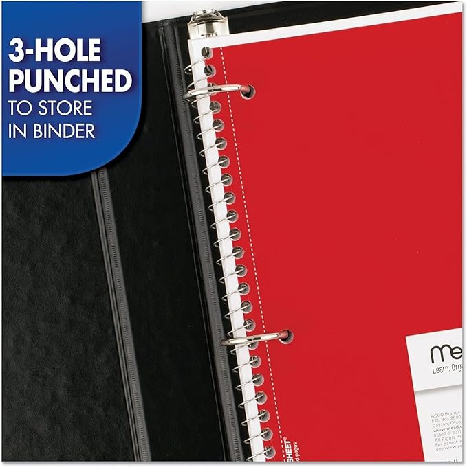 Mead Spiral Notebooks, 24 Pack, 1 Subject, College Ruled Paper, 7-1/2" x 10-1/2", 70 Sheets per Notebook, Colors Will Vary (830062-ECM25)