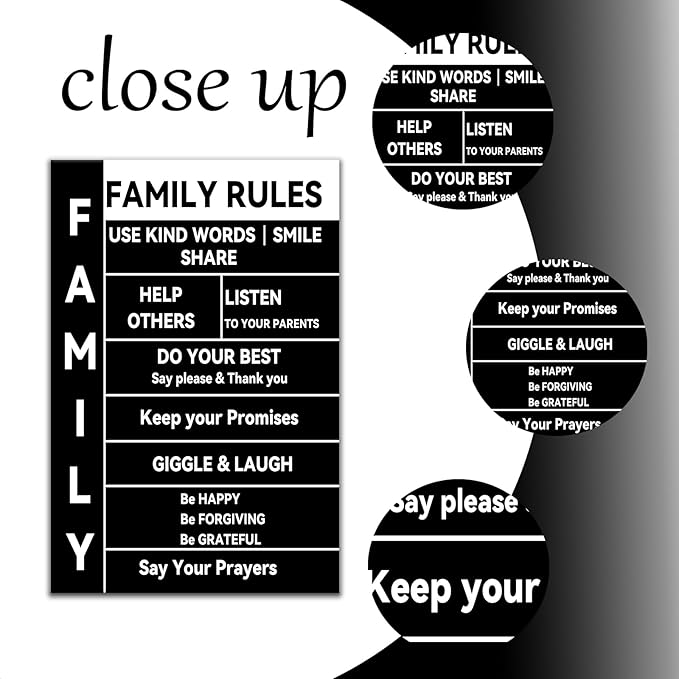 Inspirational Wall Art Motivational Quotes Canvas Poster Print Family Rules Picture Painting Artwork for Modern Home Office Living Room Bedroom Kitchen Wall Decor Stretched and Framed [24''Wx36''H]