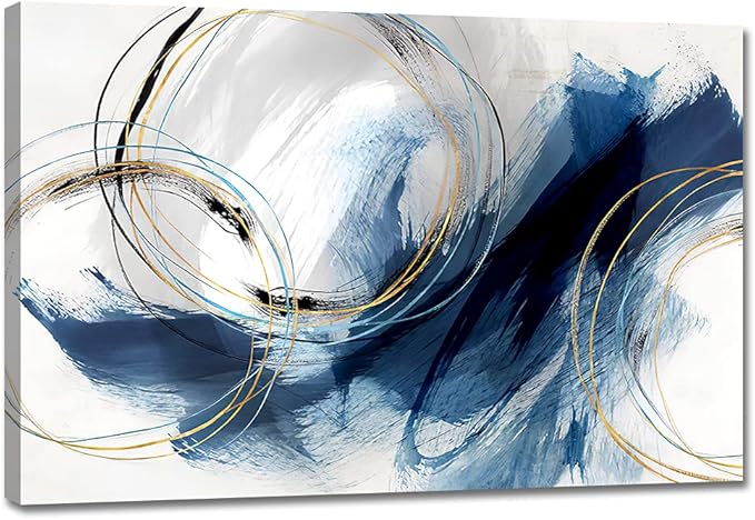 Wall Art Canvas Abstract Art Paintings Blue Fantasy Colorful Graffiti on White Background Modern Artwork Decor for Living Room Bedroom Kitchen 30x20in