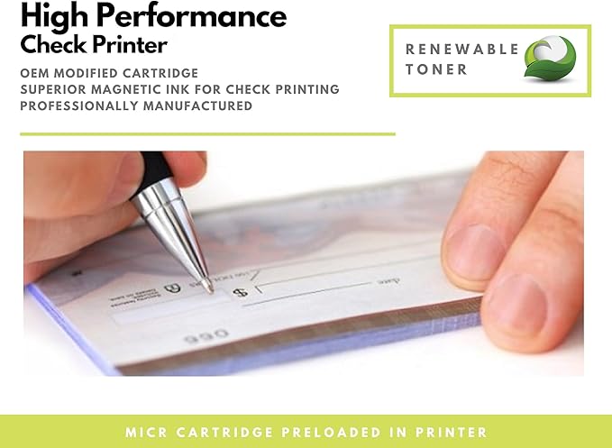 Renewable Toner RT M110we Check Printer, Wireless Monochrome Office Printer, Fast speeds, Easy Check Printing Setup, Preinstalled 141A MICR Cartridge, Best for Small Businesses