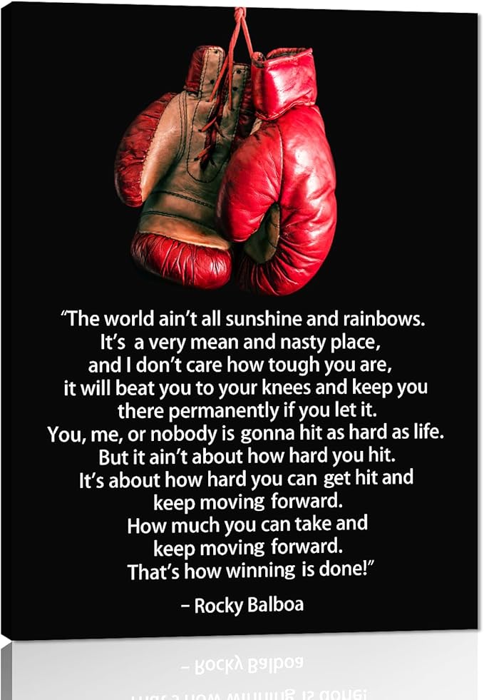 Yatsen Bridge Rocky Balboa Movie Inspirational Quote Wall Art, Boxing Champion Canvas Picture Art Print Modern Sport Motivational Painting Artwork for Gym Bedroom Man Cave Ready to Hang - 12x16 inch