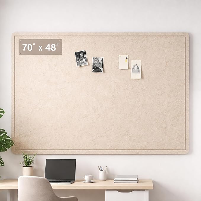 Large Felt Bulletin Board for Wall, 72"x48" Frameless Picture Board, Soft Felt Cork Board for Office, Home Planning & Office Wall Decor, Easy Install Pin Board