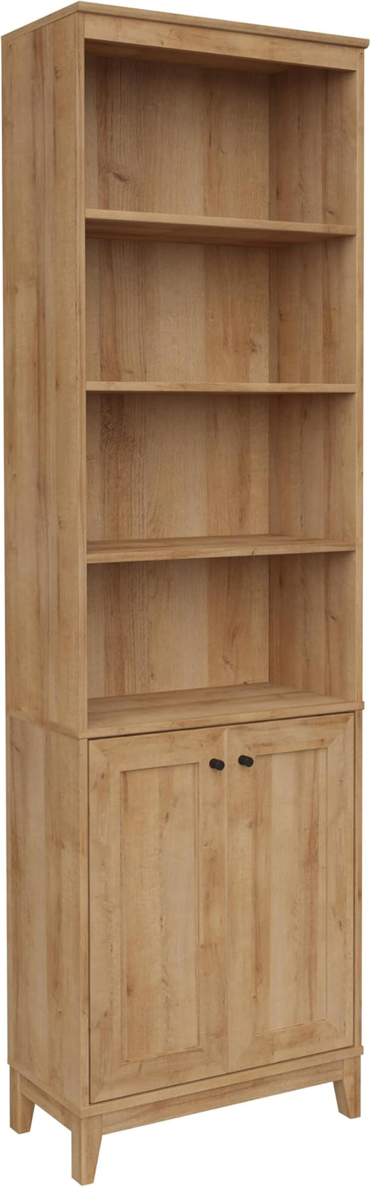 Prepac Yaletown Bookcase with Doors, Oak Storage Cabinet with Doors and Shelves, Accent Cabinet 23.75" W x 79.50" H x 12.25" D, OSBR-2310-1