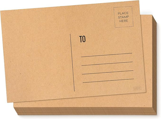 Sweetzer & Orange Blank Postcards for Mailing. 60 Kraft 4x6 Plain Message Sheets, Unwritten Mailable Sheet Set. Make Your Own Printable Notes. 300gsm Greeting Paper Cardstock, Bulk Papers Pack.