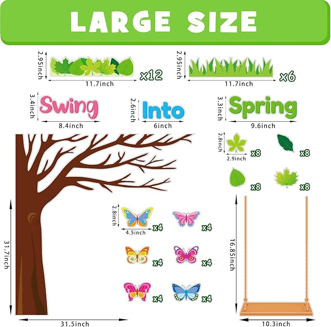 Spring Butterfly Tree Bulletin Board Set Swing Into Spring Classroom Decorations Butterfly Name Tags Cutouts School Home Chalkboard Wall Window Decor for Teacher Preschool Elementary