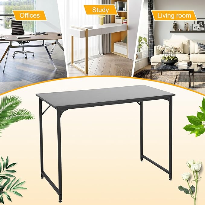 Computer Desk,39 Inch Home Office Desk, Modern Writing Table with Metal Frame for Home Office and Study,Black