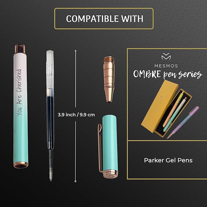 MESMOS 6 Pack 0.7mm tip, 3.9 inch (9.8cm) Gel Pen Refills, German-Made Ink and Swiss-Made Nib, Compatible with Parker Pen, Replacement Ink Refills, Smooth Writing