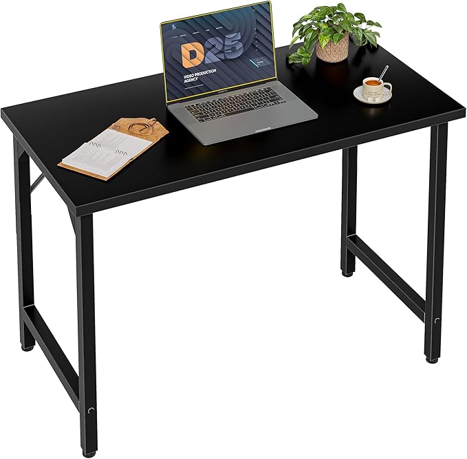 Grandder 32 inch Computer Desk, Small Home Office Desk Study Writing Kid Table for Small Spaces, Simple PC Gaming Desk, Adjustable Feet, Black