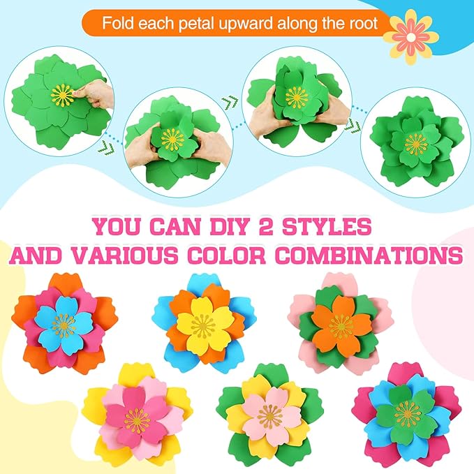 18 Pcs Paper Flowers Decor for Wall DIY Flower Bulletin Board 3D Spring Fiesta Mexican Paper Floral Decoration for Photo Backdrop Classroom Back to School Party(Circular,Rainbow)