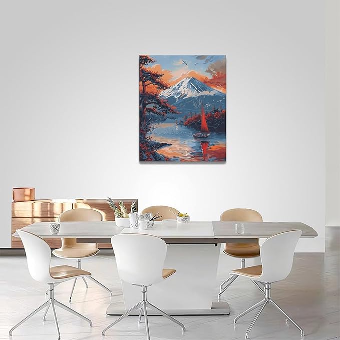 Japanese Wall Art Japan Pictures Wall Decor Asian Landscape Canvas Painting Print Home Modern Artwork Decorations Framed for Bathroom Living Room Bedroom Office 16 x 20 inch
