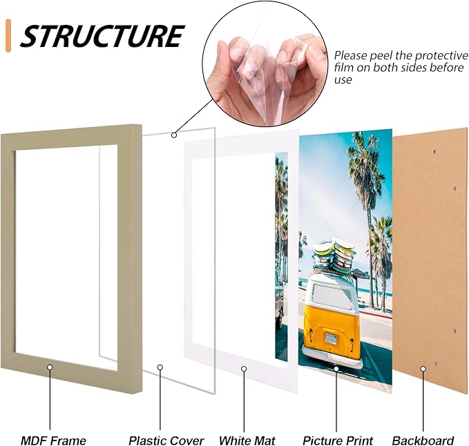 Fixwal Picture Frames Set, Gallery Wall Frame Set Picture Frames Collage 15 Pack for Wall or Tabletop with 8x10 5x7 4x6 Frames, Soft Earth Tones