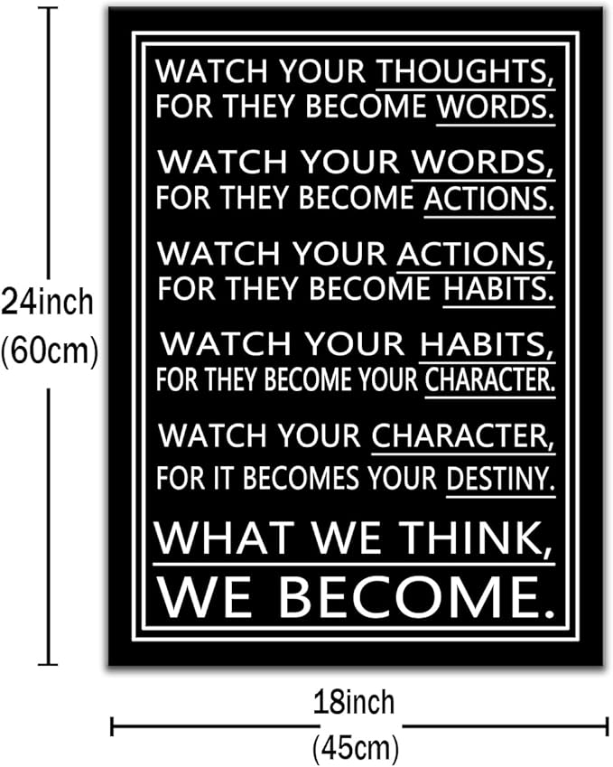 DINGFUN Inspirational Wall Decor Motivational Poster Canvas Picture Positive Quote Prints Modern Wall Art Office Painting Artwork for Kitchen Teens Room Gym Framed Ready to Hang [18''Wx24''H]