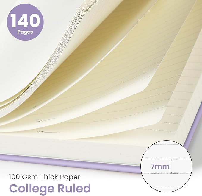 Taja Lined Spiral Journal Notebook for Women & Men, 140 Pages, College Ruled Hardcover Notebook for Work & Note Taking, Journals for Writing, A5(5.7" x 7.9") – Purple