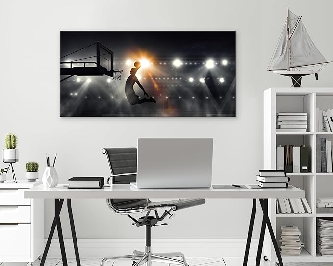 Muolunna BK06650 Basketball Sports Canvas Wall Art Picture 1 Panel Sports Painting Art Prints For Living Room Boys Room Office Wall Decor Artwork