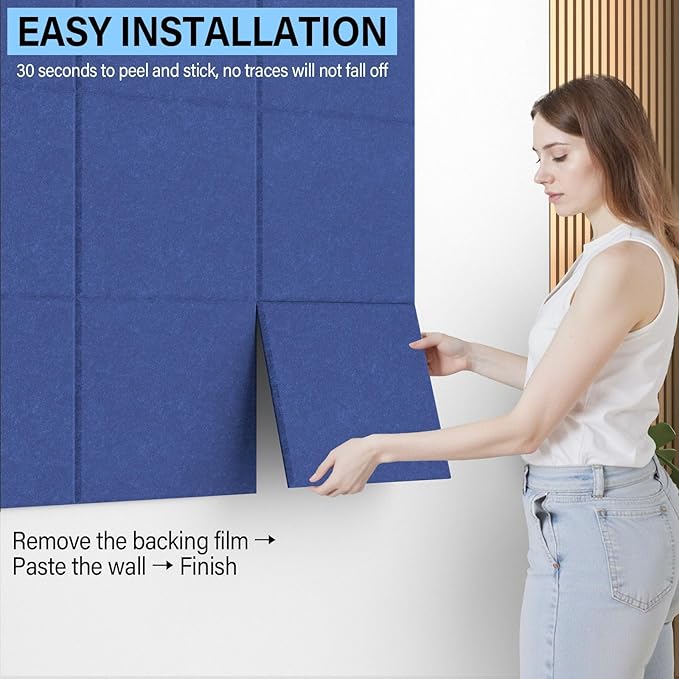 Large Cork Boards for Walls – 48" x 36" Self Adhesive Felt Wall Tiles, Ideal for Office Wall Organizing Bulletin Board, Easy to Install Cork Boards Felt Board