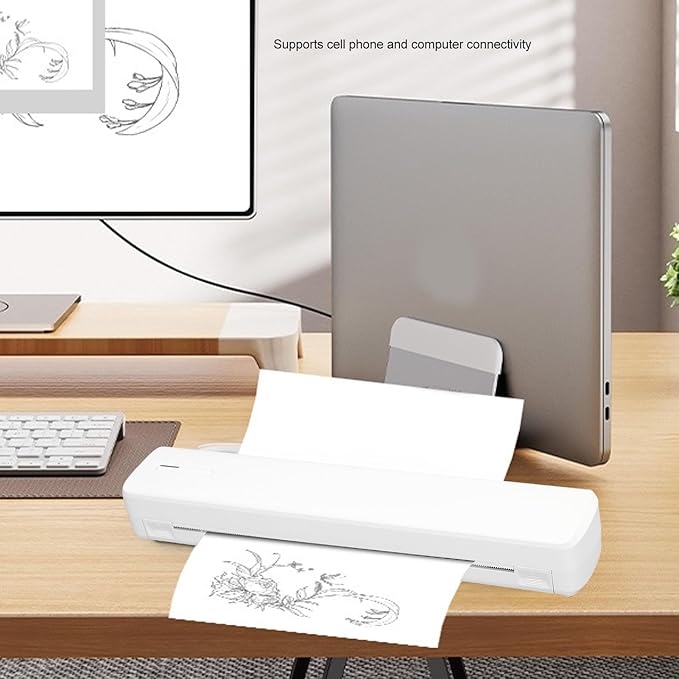 Garosa Inkless Thermal Printer Compact Mobile with 203dpi Resolution for Home Office School