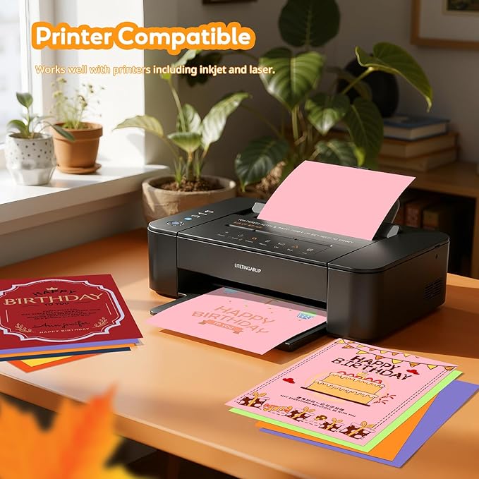 Pink Cardstock 8.5 x 11, Colored Cardstock Paper, Printer Paper, 40 Sheets Pink Card Stock for Birthday, Invitations, Art, Drawing, Menus, DIY Cards, Tags, Crafts Certificates, School, Office Printing