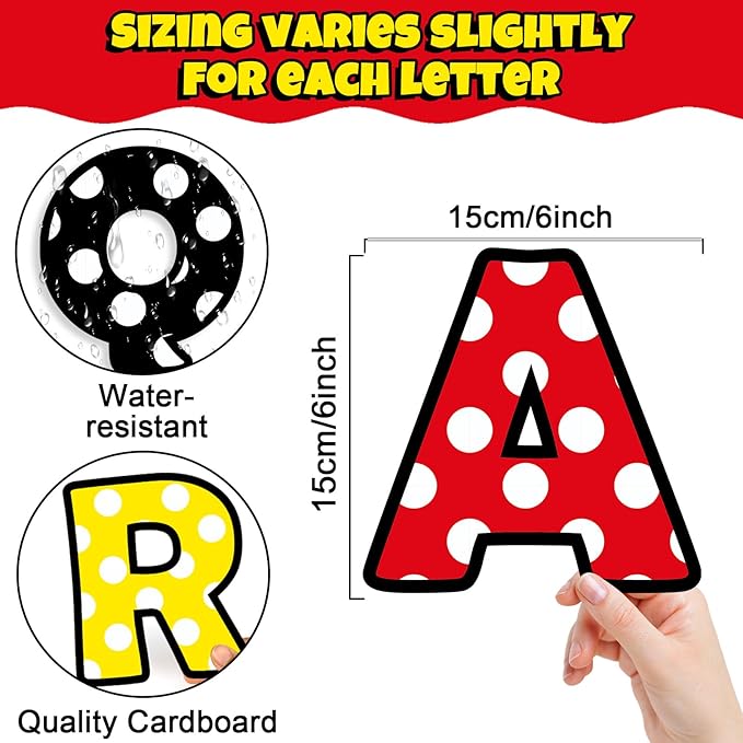150 PCS Large 6" Bulletin Board Letters Set, Cartoon Mouse Color Classroom Alphabet Cutout Letter for Bulletin Board Display Home School, A Great Helper to Inspire Students' Learning Interest