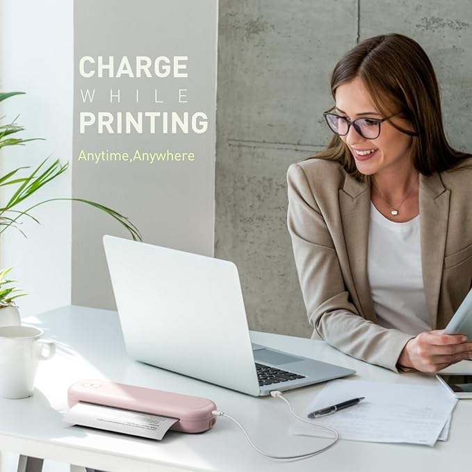 Bisofice A4 Portable Thermal Printer Wireless&USB Connect with Mobile Computer 50mm/56mm/77mm/107mm/210mm/216mm(2in/3in/4in/8in/8.5in) US Letter A5 Paper Size for Office School