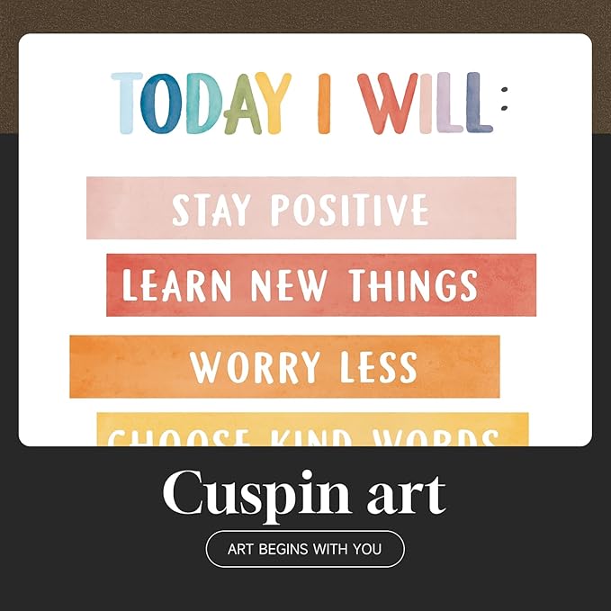 Framed Inspirational Wall Art, 6 Piece Motivational Canvas Wall Art Prints for Therapy Office, Positive Affirmations Wall Decor for Counseling Office Psychologist Kids Playroom, 11x14 Inch