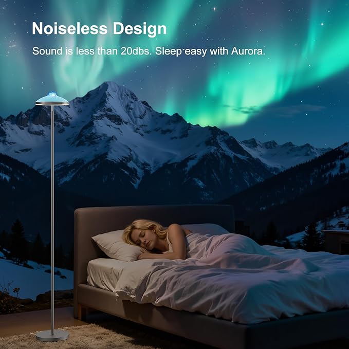 DUSKTEC Floor Lamp with RGB Star Projector, 15W 1400LM Dimmable 4 Color Temperatures LED Standing Lamp with Remote, Modern Tall Corner Lamp for Living Room, Bedroom, Office (Silver)