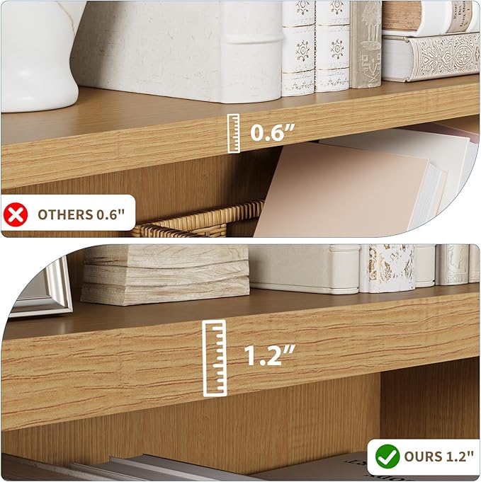 Rresyet 3 -Tier Bookcase, 42" Tall Book Shelf, 31” Wide Bookshelves, Wooden Bookcase Display Storage for Home Office, Living Room and Study Room (Wood)