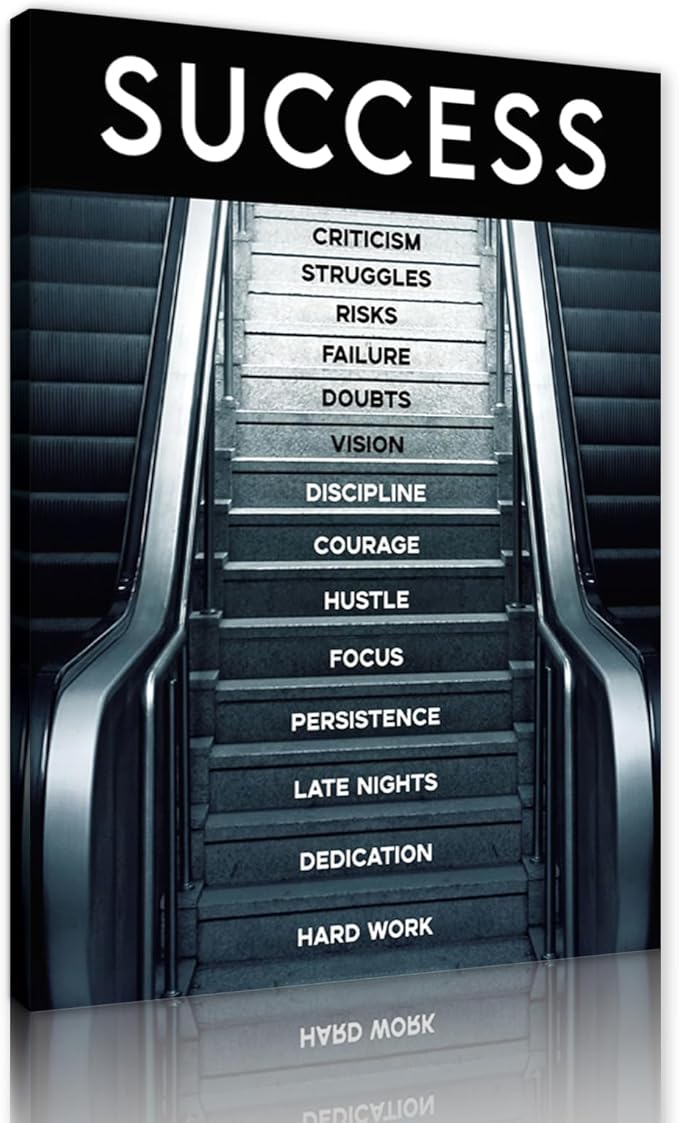 Inspirational Artwork for Home Walls Large Ladder to Success Canvas Paintings Posters and Prints Abstract Success Factors Artwork for Coffee Shop Reading Room Decor Framed Easy to Hang-28x44 inches