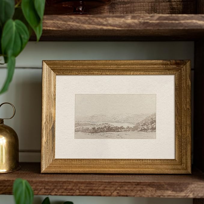 uniro Sketch Neutral Wall Art for Home Decor, Farmhouse Landscape Mountain Forest Sketch Drawing Wall Decor, Rustic Nature Canvas Prints Antique Moody Neutral Landscape Oil Painting Vintage Art Pictures for Bedroom Bathroom Decor( 8" x 10"-UNFRAMED)