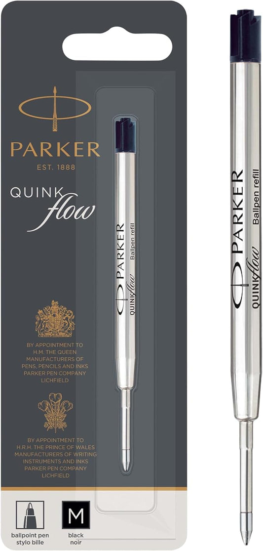 Parker Quinkflow Ballpoint Pen Ink Refill, Medium Tip, Black