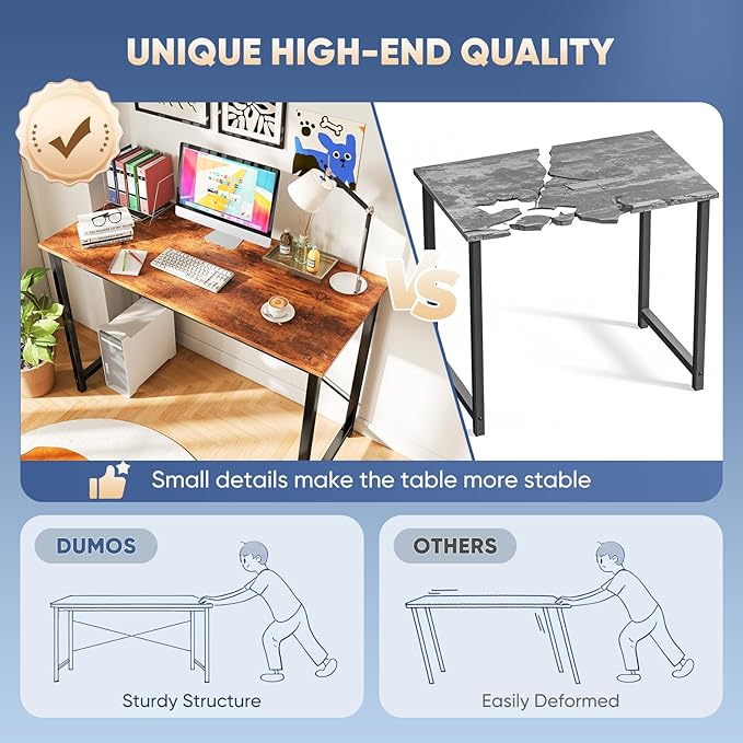 DUMOS 55 Inch Office Computer Desk Modern Simple Style Writing Study Work Table for Home Bedroom - Wood Brown