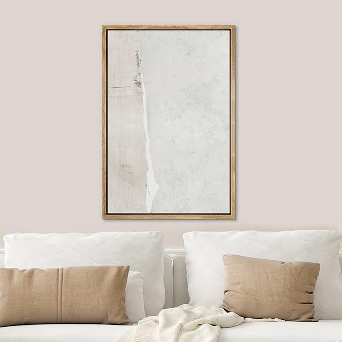 SIGNWIN Framed Canvas Print Wall Art Gray Tan Watercolor Pastel Color Abstract Shapes Illustrations Modern Decorative for Living Room, Bedroom, Office - 16"x24" Natural