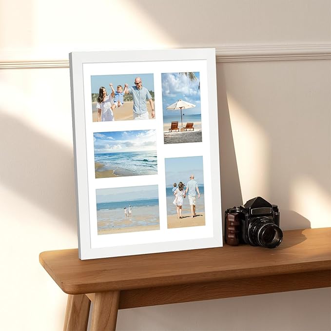 11x14 Collage Picture Frame, Displays 5Pcs 4x6 Photos with Mat or 1Pcs 11by14 Picture without Mat for Wall Hanging, Picture Frames Collage Wall Decor, 2 Pack, White