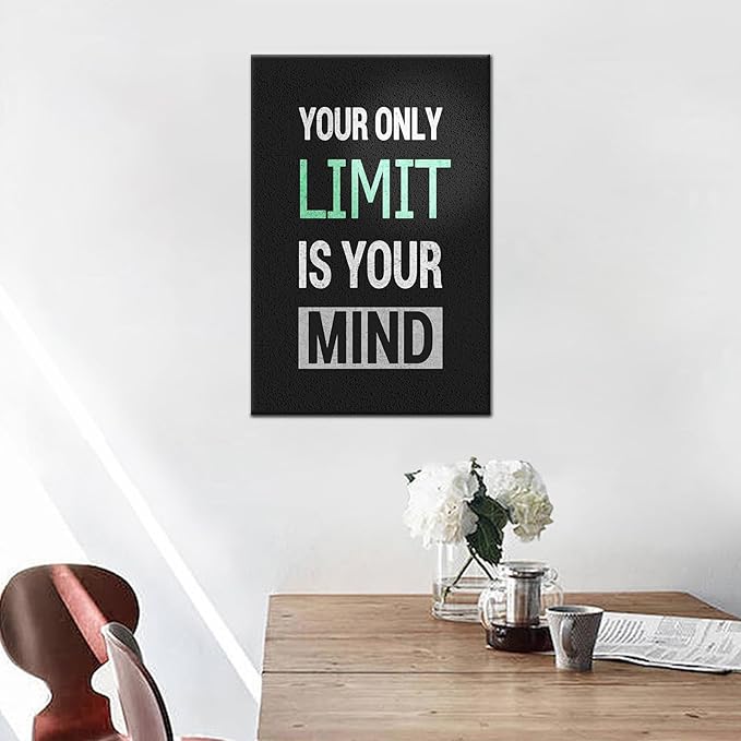 Inspirational Office Decor Canvas Wall Art Motivational Limit Entrepreneur Quotes Poster Print Artwork for Home Bedroom Living Room Wall Decoration Ready to Hang [12''Wx18''H]