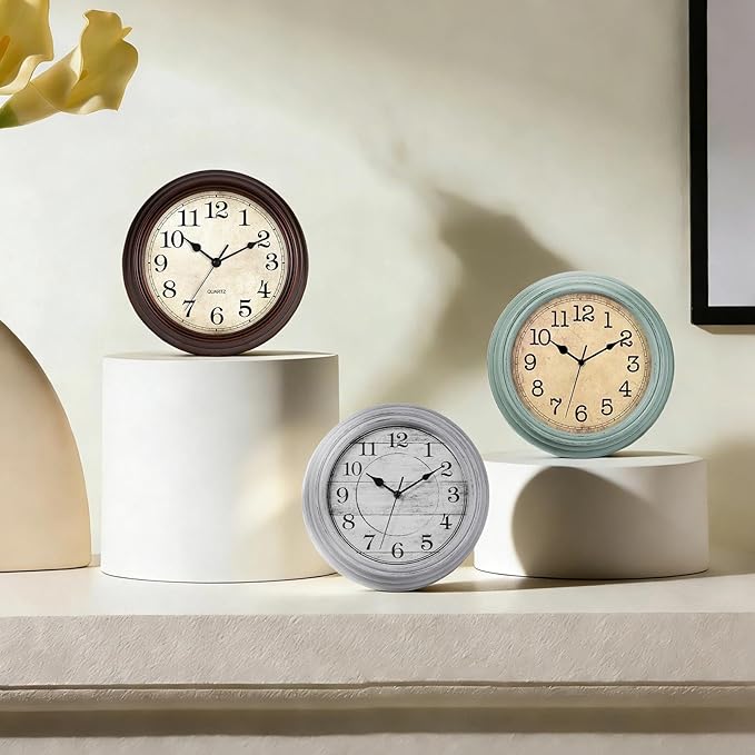 HYLANDA Wall Clock, 12 Inch Kitchen Decorative Wall Clock, Silent Wall Cocks Battery Operated Non Ticking with Large Numbers Easy to Read for Home Bathroom Office(Grey)