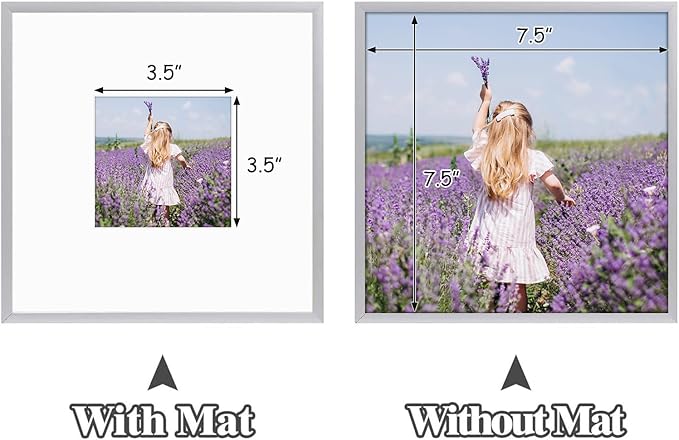 Golden State Art, Gallery Wall Frame Set of 6 - Silver 8x8 Aluminum Photo Frames with Mat for 4x4 Pictures - 8 x 8 inch Metal Frame with Real Glass Cover - Elegant Home or Office Decor