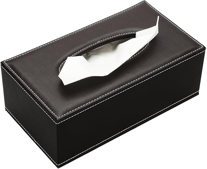 KINGFOM 3PCS/SET Desk Organizer Sets Leatherette Office Accessories Supplies Including Tissue Holder,Pencil Holder and Business Name Cards Stand Brown