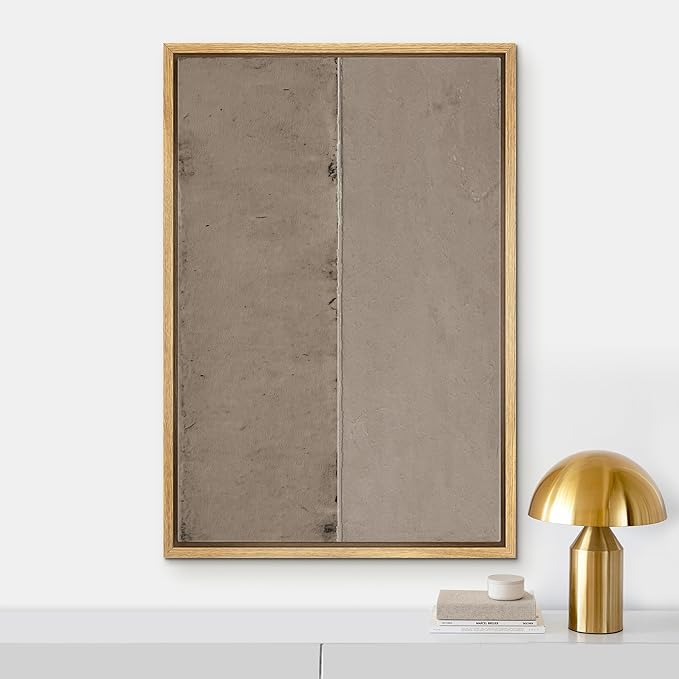IDEA4WALL Framed Canvas Print Wall Art Geometric Gray Grunge Retro Color Blocks Abstract Shapes Illustrations Modern Art Minimal Relax/Zen for Living Room, Bedroom, Office - 16"x24" Natural