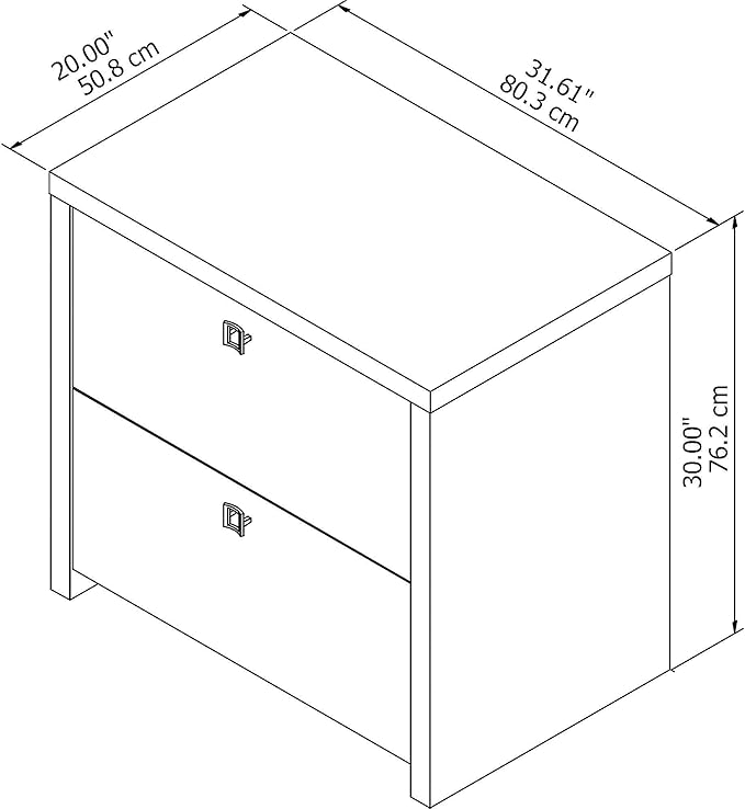 Bush Business Furniture Echo Lateral File Cabinet in Pure White with Satin Silver Handles, Home Office Storage for Letter, Legal, and A4-Size Documents