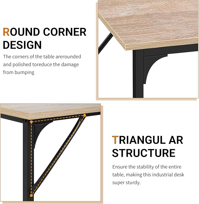 BLKMTY 32" Computer Desk. Home Office Writing Desk Wood PC Study Table Work Desks Modern Simple Style Laptop Table with Metal Frame and Smooth Tabletop for Workstation Bedroom, Nature