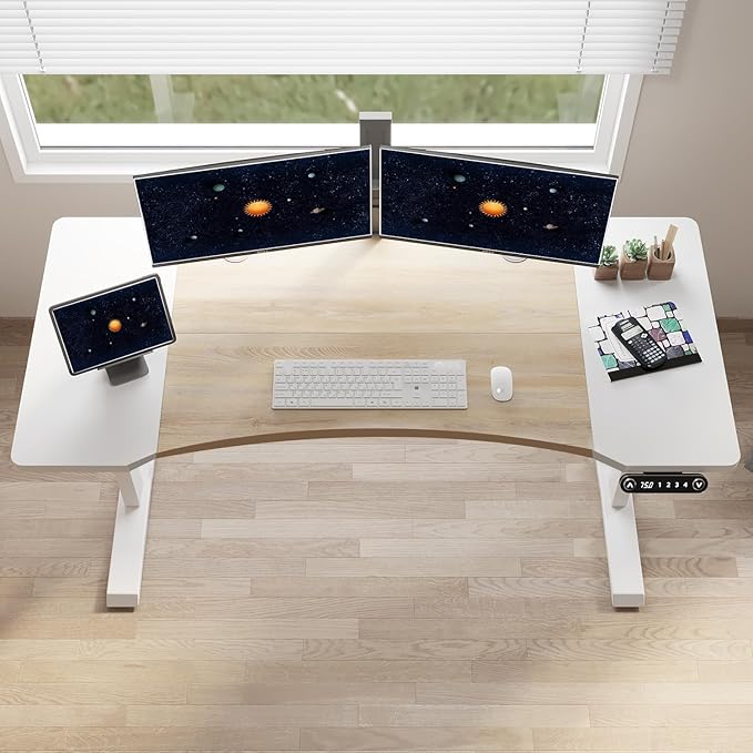 63 Inch Dual Motor Electric Standing Desk, Height Adjustable Sit Stand Desk with Memory Control and Spacious Desktop for Home Office