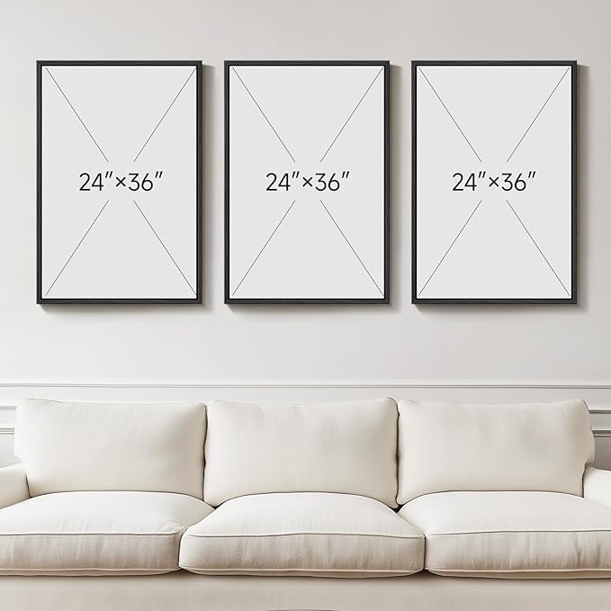 Large Framed Red Black White Abstract Wall Art for Living Room, 3 Piece Modern Canvas Prints Paintings Artwork for Walls, Red Black Minimalist Pictures for Bedroom Hallway Office Wall Decor 24x36 In
