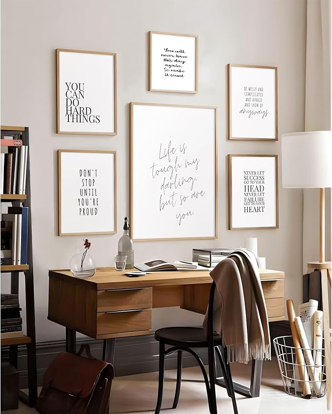 Office Inspirational Wall Art Decor Motivational Quotes Canvas Wall Art Positive Classroom Posters Pictures Office Inspirational Work Artwork for Women Home Bedroom 8x10 Inch Unframed Set of 6