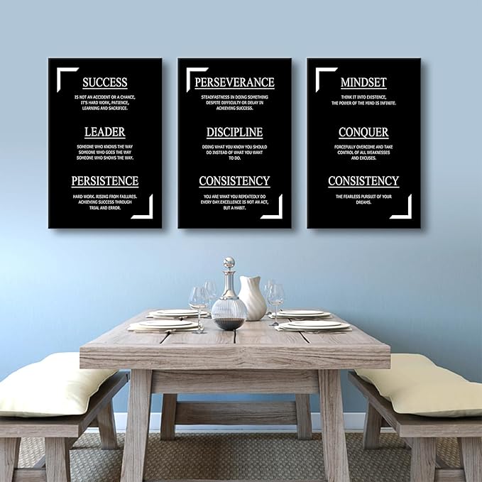 Motivational Success Quotes Picture Painting Inspirational Canvas Wall Art Positive Affirmations Framed Print Poster for Living Room Office Bedroom Gym Wall Decor Stretched and Framed [48''Hx24''W]