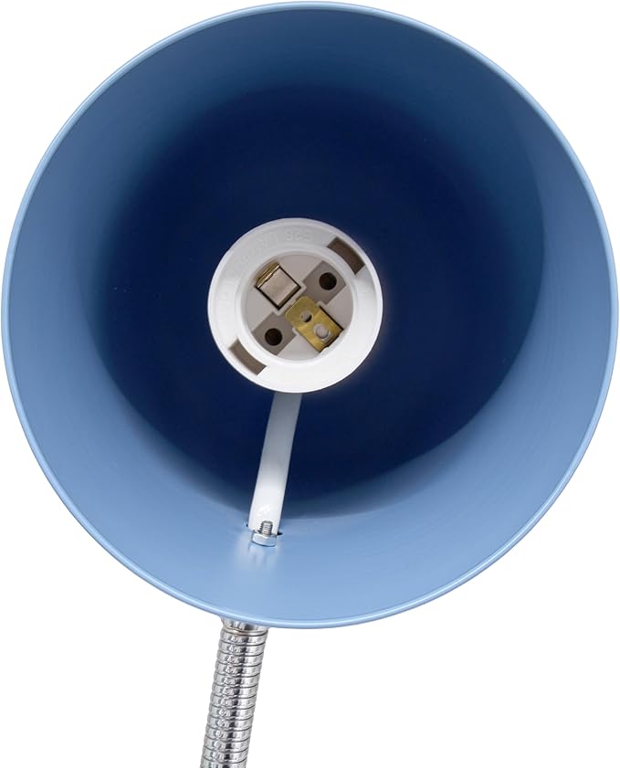Simple Designs LD1075-BLU 15.28" Sleek Essentials Minimalist Metal Desk Task Lamp, for Office, Desk, Nightstand, Dorm, Blue