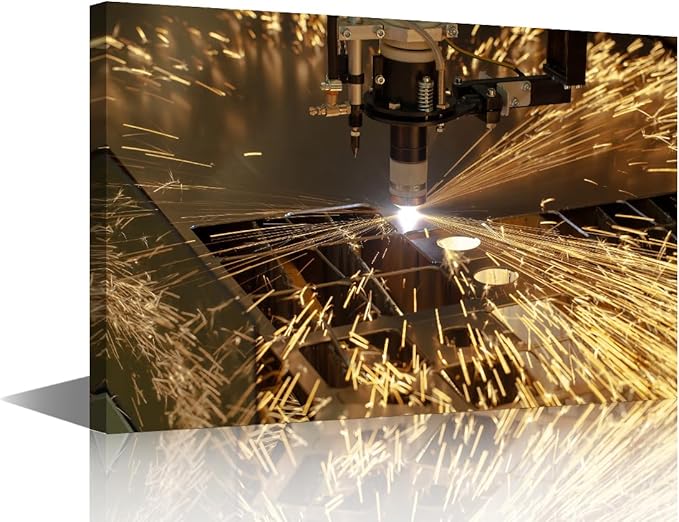 TUMOVO Plasma Cutting Wall Decor Industry Machine Pictures 1 Panels Wall Art Canvas Prints Bedroom Wall Decor Canvas Art Paintings Decor Canvas Frame Artwork for Home Walls Ready to Hang, 12" x18"