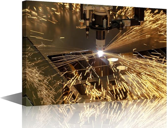 Framed Wall Art Prints Plasma Cutting Pictures Canvas Prints Art Work for Walls Multi-panels Wall Art Metalwork Industry Machine Canvas Art Wall Decor for Bedroom Living Room, 16" x24"